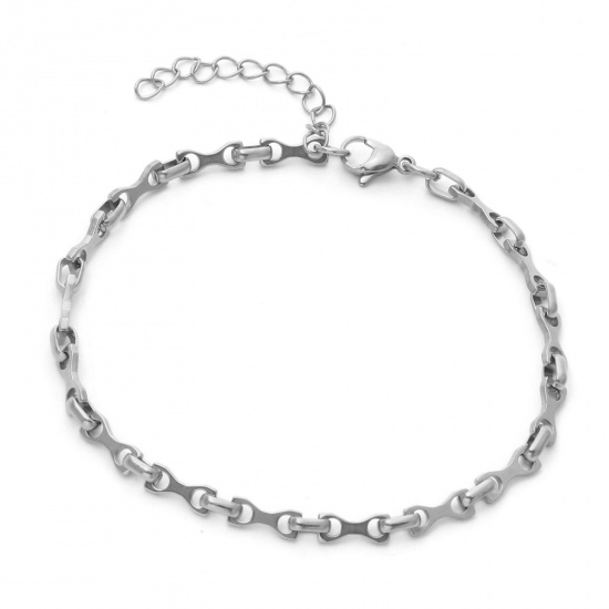 Picture of 304 Stainless Steel Link Chain Anklet Silver Tone Knot 23cm(9") long, 1 Piece