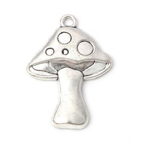 Picture of Zinc Based Alloy Pendants Antique Silver Color Mushroom 4.1cm x 2.9cm, 10 PCs