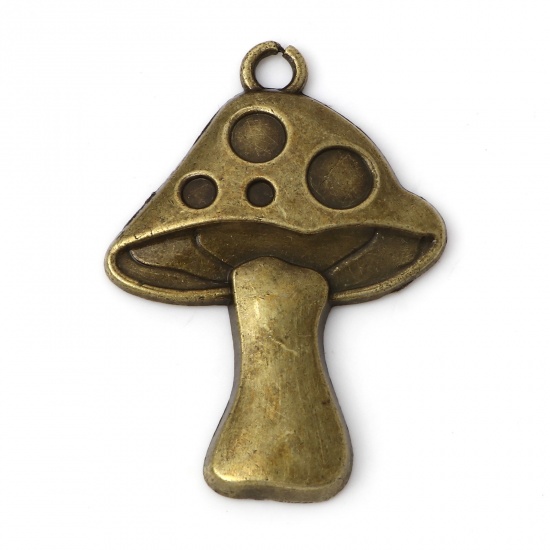 Picture of Zinc Based Alloy Pendants Antique Bronze Mushroom 4.1cm x 2.9cm, 10 PCs