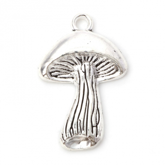 Picture of Zinc Based Alloy Charms Antique Silver Color Mushroom 29mm x 18mm, 20 PCs