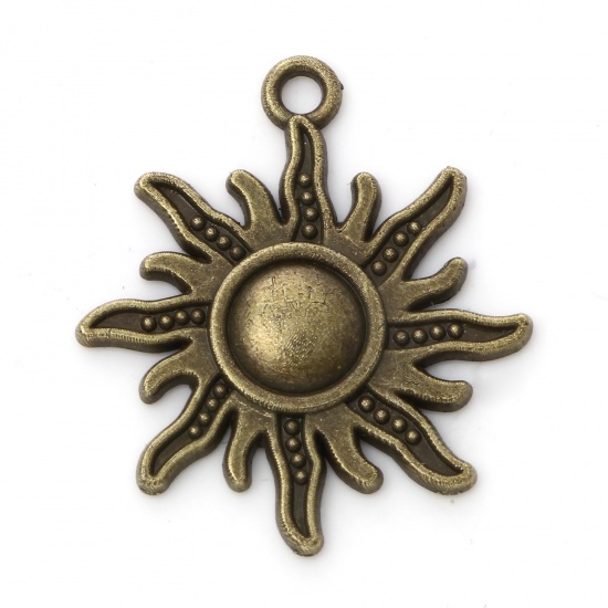 Picture of Zinc Based Alloy Galaxy Charms Antique Bronze Sun 28mm x 25mm, 20 PCs