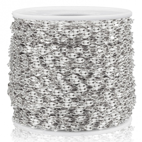 Bild von 304 Edelstahl Lippen geformte Kette Silberfarbe 2mm, 5 Meter