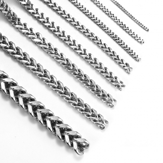 Picture of 304 Stainless Steel Foxtail Chain Silver Tone 6mm, 2 M