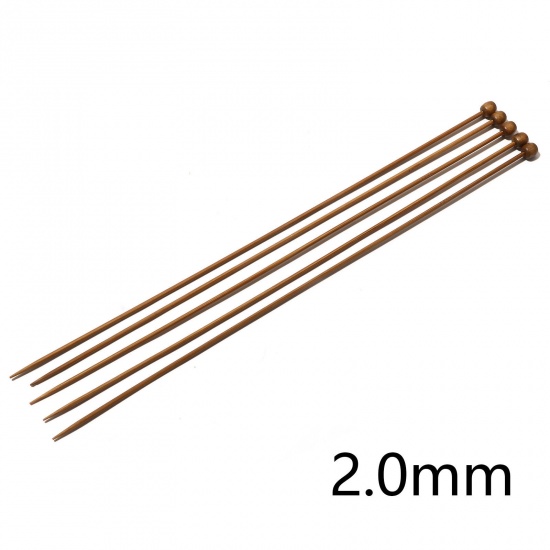 Изображение (US0 2.0мм) Бамбук одно-остроконечные Спицы & Крючки Коричневый 25см длина, 5 ШТ