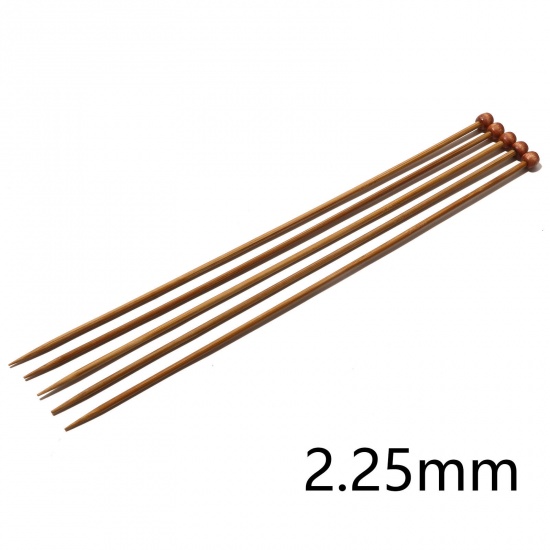 Изображение (US1 2.25мм) Бамбук одно-остроконечные Спицы & Крючки Коричневый 25см длина, 5 ШТ