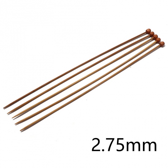 Picture of (US2 2.75mm) Bamboo Single Pointed Knitting Needles Brown 25cm(9 7/8") long, 5 PCs