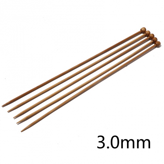 Picture of 3mm Bamboo Single Pointed Knitting Needles Brown 25cm(9 7/8") long, 5 PCs