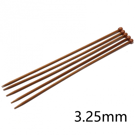 Picture of (US3 3.25mm) Bamboo Single Pointed Knitting Needles Brown 25cm(9 7/8") long, 5 PCs