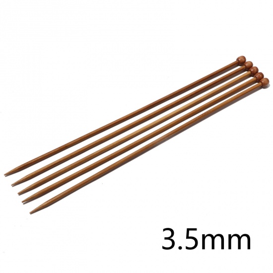 Изображение (US4 3.5мм) Бамбук одно-остроконечные Спицы & Крючки Коричневый 25см длина, 5 ШТ
