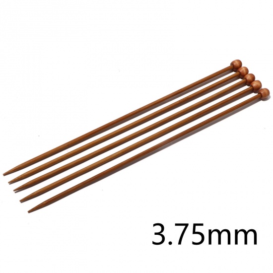 Picture of (US5 3.75mm) Bamboo Single Pointed Knitting Needles Brown 25cm(9 7/8") long, 5 PCs