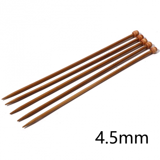 Изображение (US7 4.5мм) Бамбук одно-остроконечные Спицы & Крючки Коричневый 25см длина, 5 ШТ