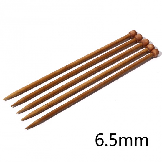 Изображение (US10.5 6.5мм) Бамбук одно-остроконечные Спицы & Крючки Коричневый 25см длина, 5 ШТ