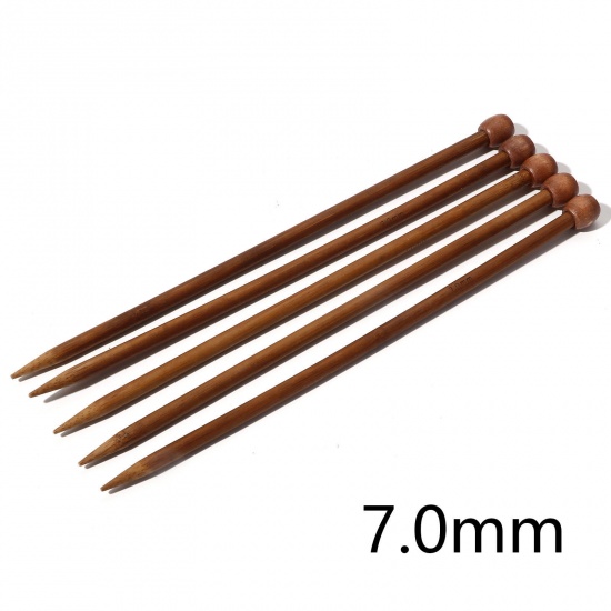 Picture of 7mm Bamboo Single Pointed Knitting Needles Brown 25cm(9 7/8") long, 5 PCs