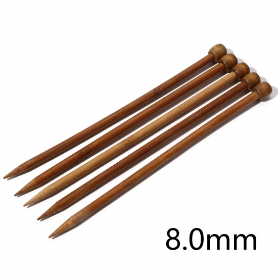 Picture of (US11 8.0mm) Bamboo Single Pointed Knitting Needles Brown 25cm(9 7/8") long, 5 PCs
