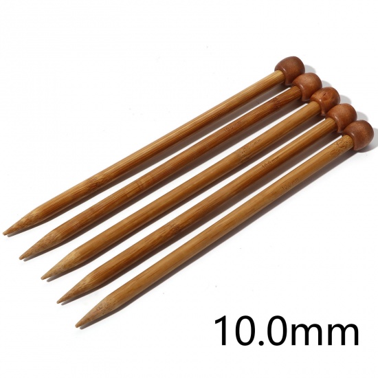 Изображение (US15 10.0мм) Бамбук одно-остроконечные Спицы & Крючки Коричневый 25см длина, 5 ШТ