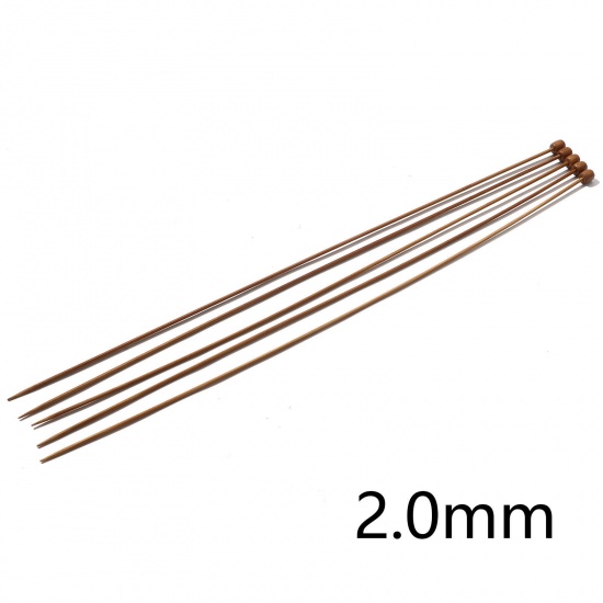 Picture of (US0 2.0mm) Bamboo Single Pointed Knitting Needles Brown 35cm(13 6/8") long, 5 PCs