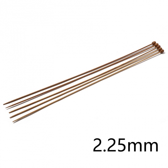 Picture of (US1 2.25mm) Bamboo Single Pointed Knitting Needles Brown 35cm(13 6/8") long, 5 PCs