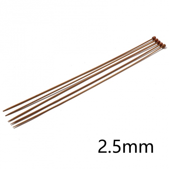 Picture of 2.5mm Bamboo Single Pointed Knitting Needles Brown 35cm(13 6/8") long, 5 PCs