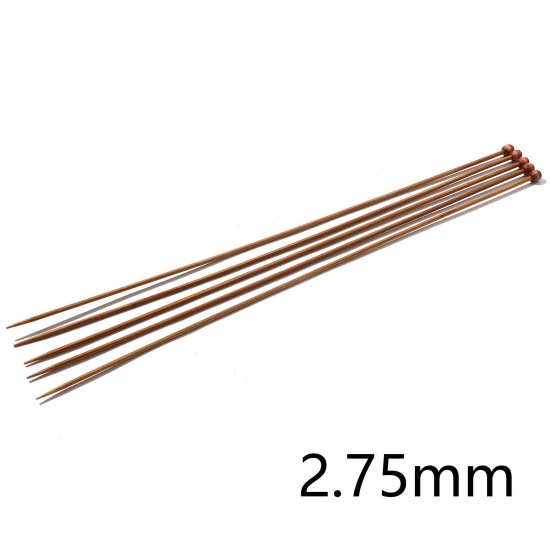 Picture of (US2 2.75mm) Bamboo Single Pointed Knitting Needles Brown 35cm(13 6/8") long, 5 PCs