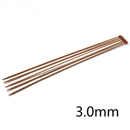 Picture of 3mm Bamboo Single Pointed Knitting Needles Brown 35cm(13 6/8") long, 5 PCs