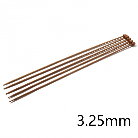 Picture of (US3 3.25mm) Bamboo Single Pointed Knitting Needles Brown 35cm(13 6/8") long, 5 PCs