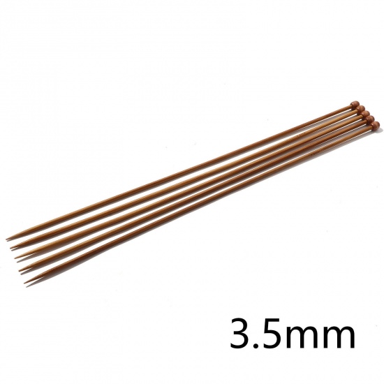 Picture of (US4 3.5mm) Bamboo Single Pointed Knitting Needles Brown 35cm(13 6/8") long, 5 PCs
