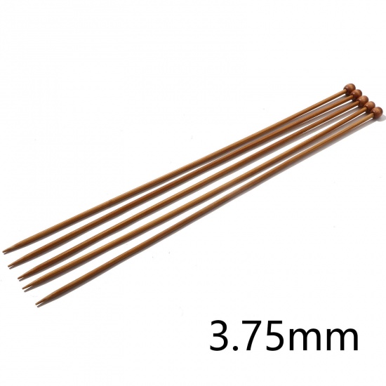 Picture of (US5 3.75mm) Bamboo Single Pointed Knitting Needles Brown 35cm(13 6/8") long, 5 PCs