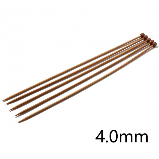 Picture of (US6 4.0mm) Bamboo Single Pointed Knitting Needles Brown 35cm(13 6/8") long, 5 PCs