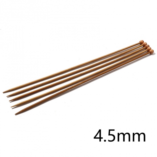 Picture of (US7 4.5mm) Bamboo Single Pointed Knitting Needles Brown 35cm(13 6/8") long, 5 PCs