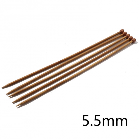 Picture of (US9 5.5mm) Bamboo Single Pointed Knitting Needles Brown 35cm(13 6/8") long, 5 PCs