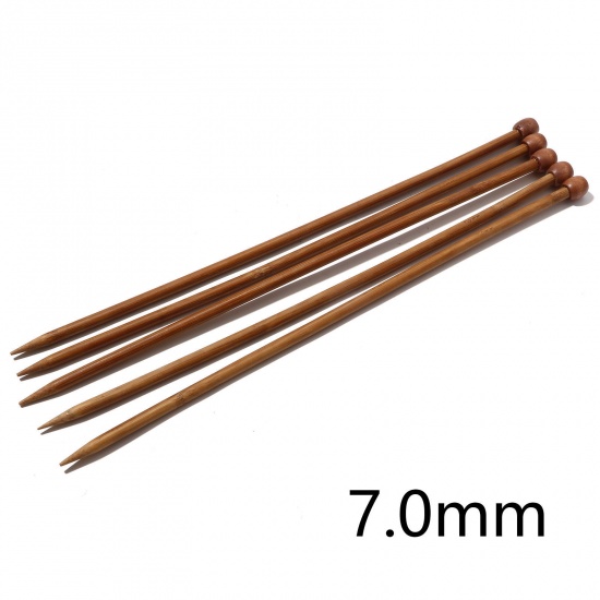Picture of 7mm Bamboo Single Pointed Knitting Needles Brown 35cm(13 6/8") long, 5 PCs