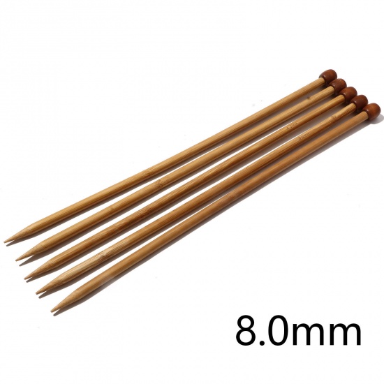 Picture of (US11 8.0mm) Bamboo Single Pointed Knitting Needles Brown 35cm(13 6/8") long, 5 PCs