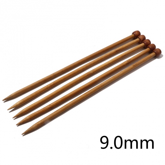 Picture of (US13 9.0mm) Bamboo Single Pointed Knitting Needles Brown 35cm(13 6/8") long, 5 PCs