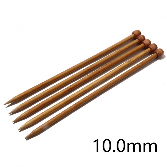 Picture of (US15 10.0mm) Bamboo Single Pointed Knitting Needles Brown 35cm(13 6/8") long, 5 PCs