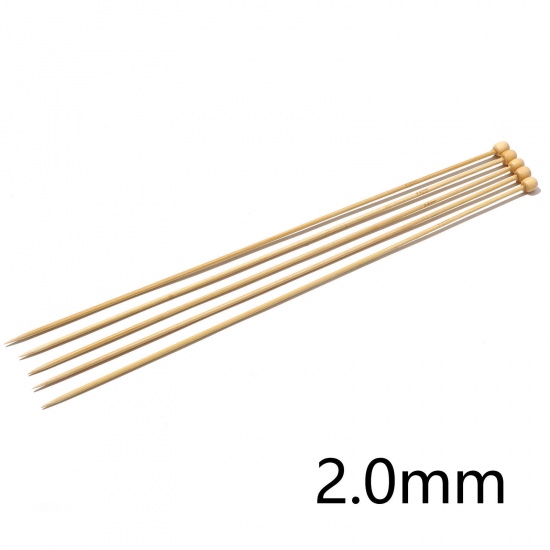 Picture of (US0 2.0mm) Bamboo Single Pointed Knitting Needles Natural 25cm(9 7/8") long, 5 PCs