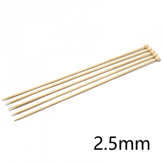 Picture of 2.5mm Bamboo Single Pointed Knitting Needles Natural 25cm(9 7/8") long, 5 PCs