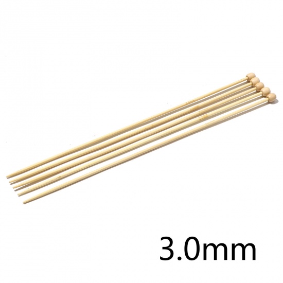 Picture of 3mm Bamboo Single Pointed Knitting Needles Natural 25cm(9 7/8") long, 5 PCs