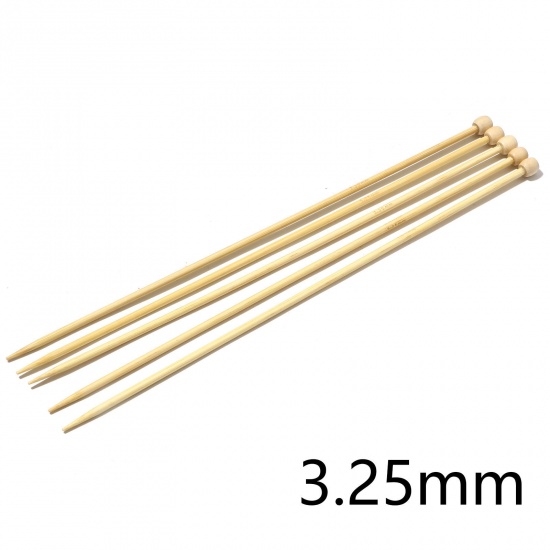 Picture of (US3 3.25mm) Bamboo Single Pointed Knitting Needles Natural 25cm(9 7/8") long, 5 PCs