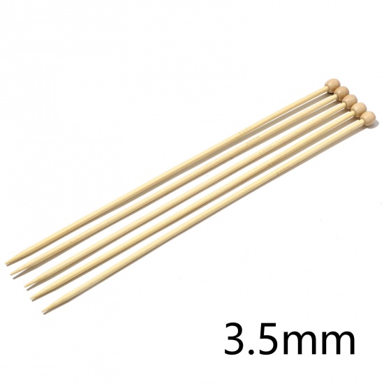 Picture of (US4 3.5mm) Bamboo Single Pointed Knitting Needles Natural 25cm(9 7/8") long, 5 PCs