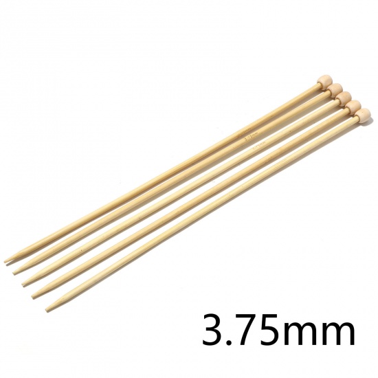 Picture of (US5 3.75mm) Bamboo Single Pointed Knitting Needles Natural 25cm(9 7/8") long, 5 PCs