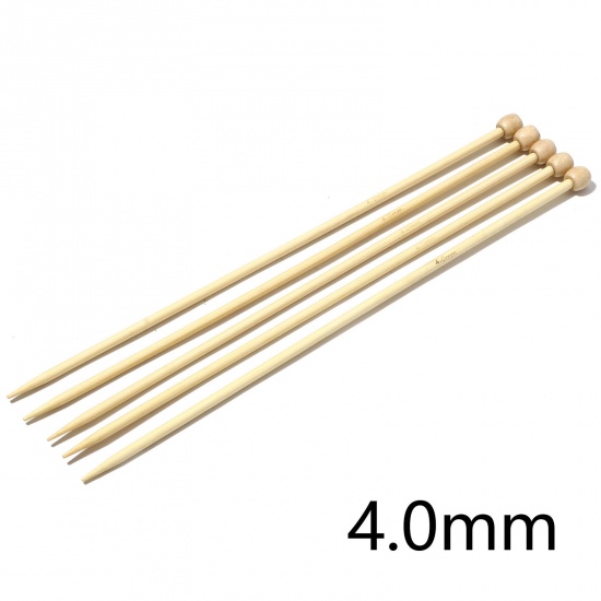 Picture of (US6 4.0mm) Bamboo Single Pointed Knitting Needles Natural 25cm(9 7/8") long, 5 PCs