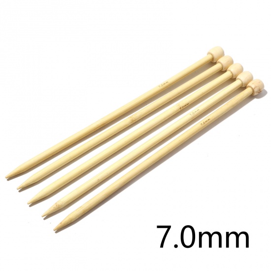Picture of 7mm Bamboo Single Pointed Knitting Needles Natural 25cm(9 7/8") long, 5 PCs