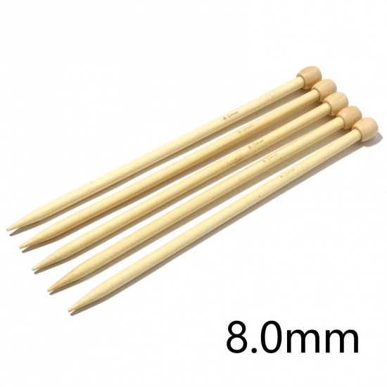 Picture of (US11 8.0mm) Bamboo Single Pointed Knitting Needles Natural 25cm(9 7/8") long, 5 PCs