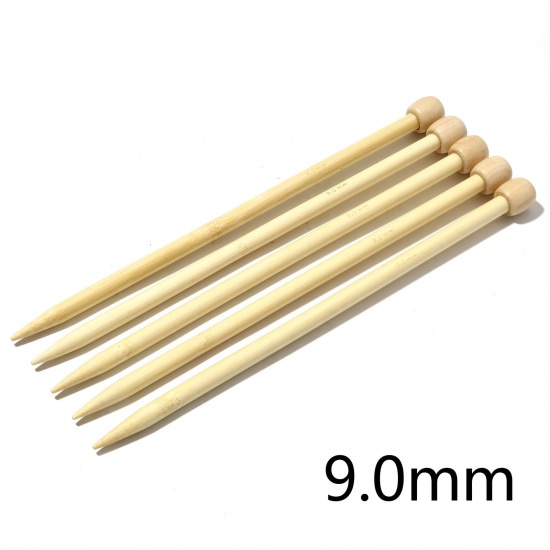 Picture of (US13 9.0mm) Bamboo Single Pointed Knitting Needles Natural 25cm(9 7/8") long, 5 PCs