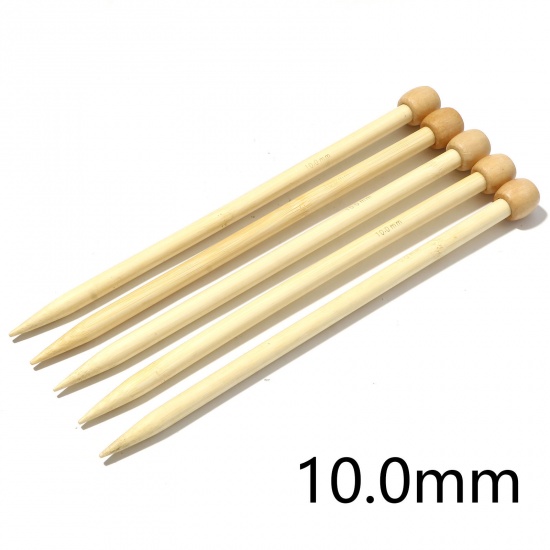 Picture of (US15 10.0mm) Bamboo Single Pointed Knitting Needles Natural 25cm(9 7/8") long, 5 PCs