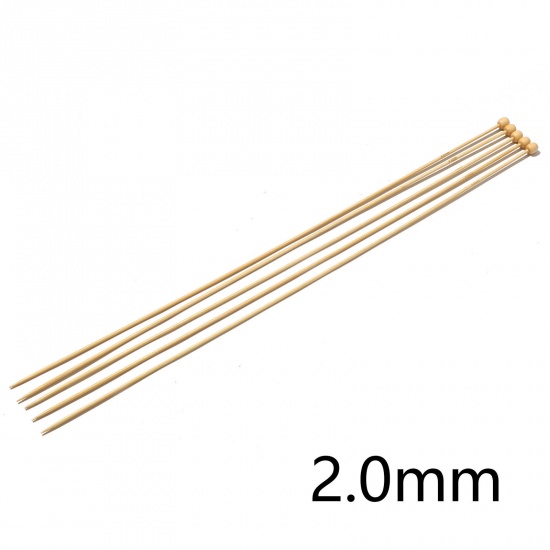 Picture of (US0 2.0mm) Bamboo Single Pointed Knitting Needles Natural 35cm(13 6/8") long, 5 PCs