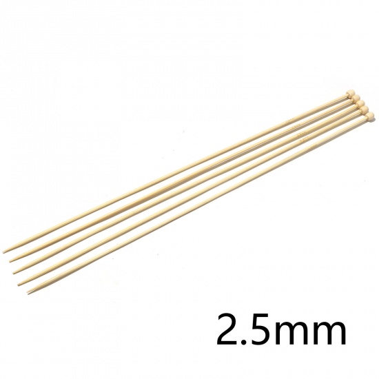 Picture of 2.5mm Bamboo Single Pointed Knitting Needles Natural 35cm(13 6/8") long, 5 PCs