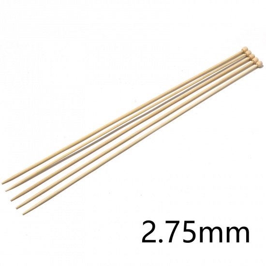 Picture of (US2 2.75mm) Bamboo Single Pointed Knitting Needles Natural 35cm(13 6/8") long, 5 PCs
