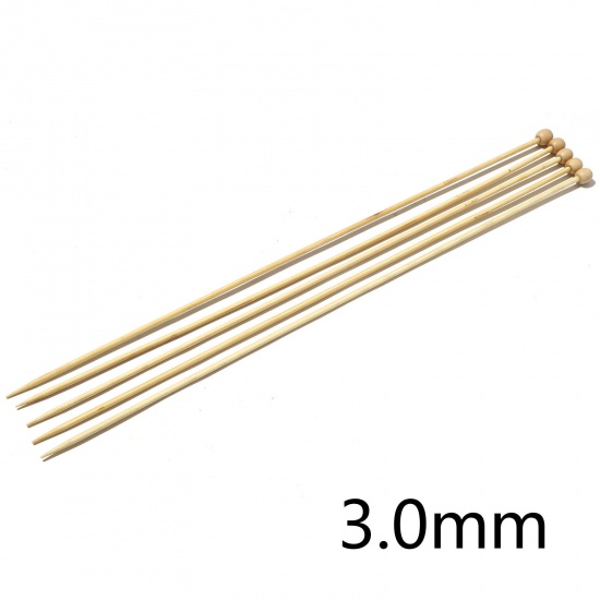 Picture of 3mm Bamboo Single Pointed Knitting Needles Natural 35cm(13 6/8") long, 5 PCs