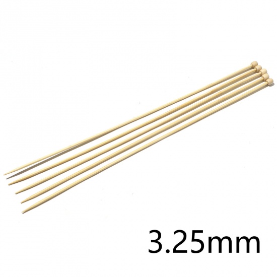 Picture of (US3 3.25mm) Bamboo Single Pointed Knitting Needles Natural 35cm(13 6/8") long, 5 PCs